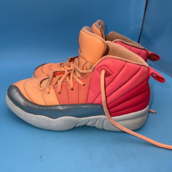 Nike Kids 1Y Jordan 12 Reto Sunrise Basketball Sneakers Orange Pink 510816-601 - Picture 2 of 12